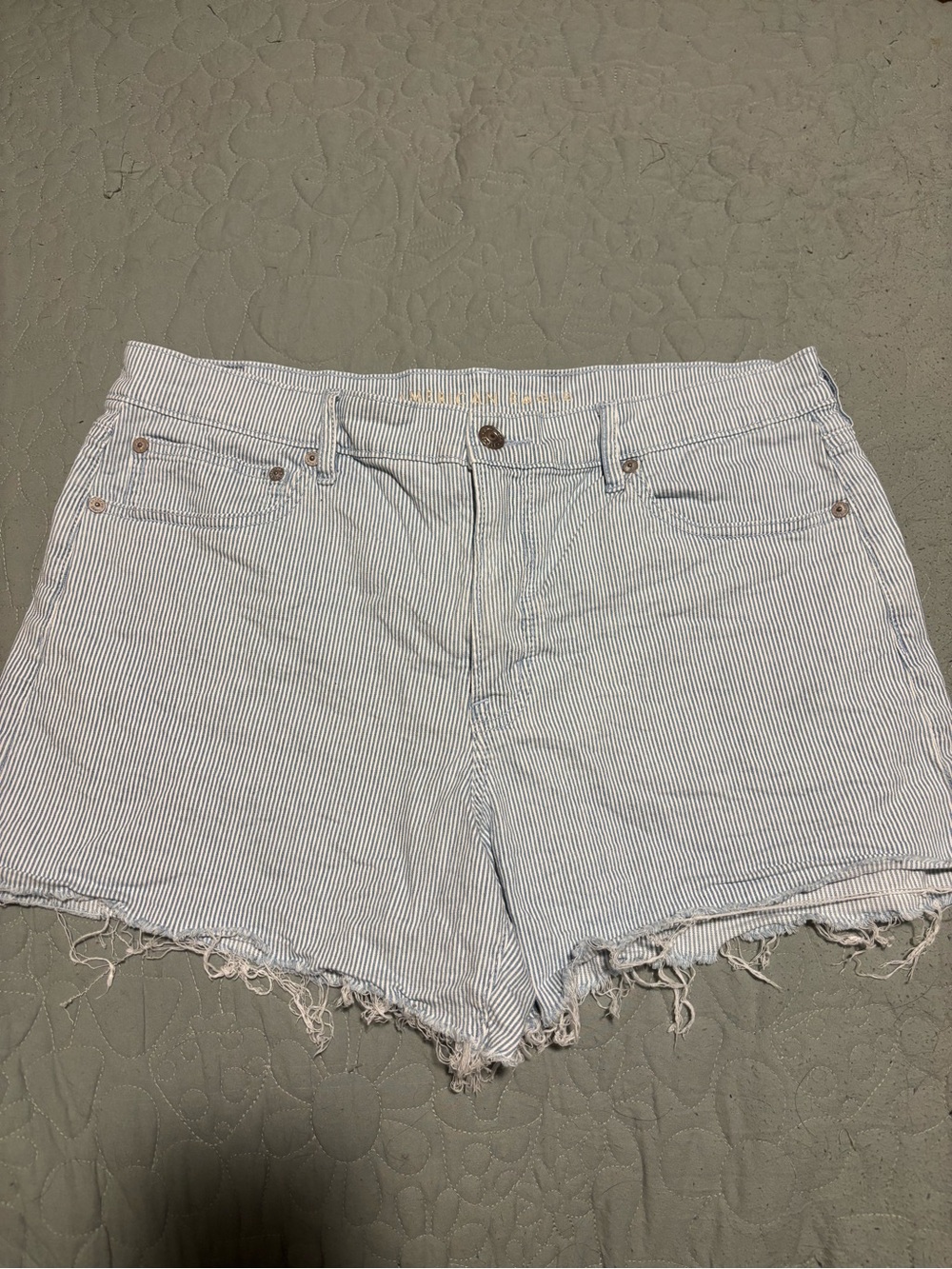 AMERICAN EAGLE Striped Blue and White Women's Stretch Denim Shorts Size 12